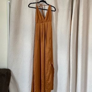 Gold satin maxi